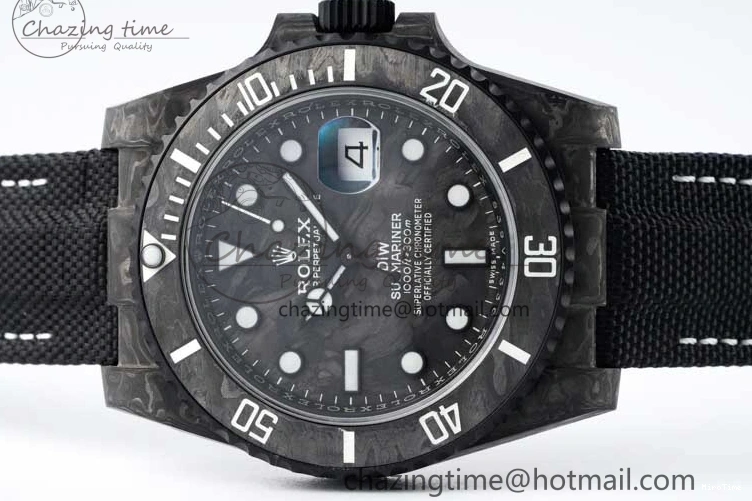 MiroTime 0210 AllSeason Submariner DIW Carbon VSF 1:1 Best Edition Black White Dial on Black Nylon Strap VS 2165